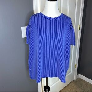 NWOT Zenana Royal Blue Oversized Ribbed Short Sleeve Shirt Size Medium